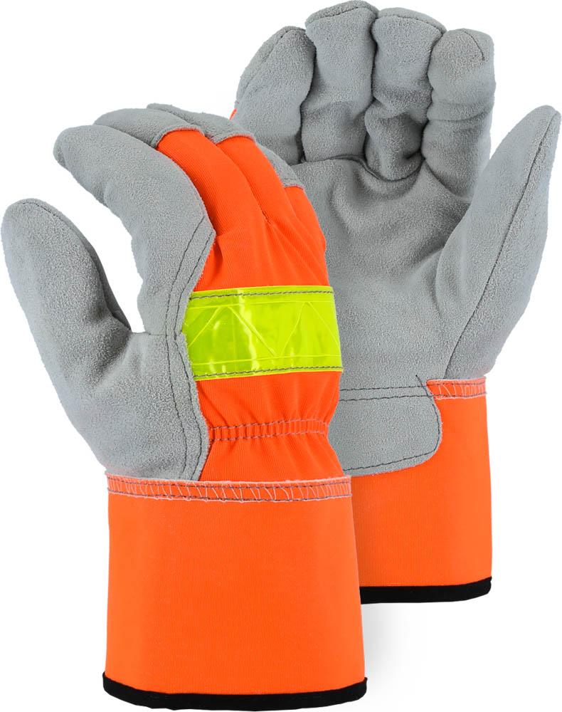 Winter Lined Cowhide Leather Palm Glove with Hi-Viz