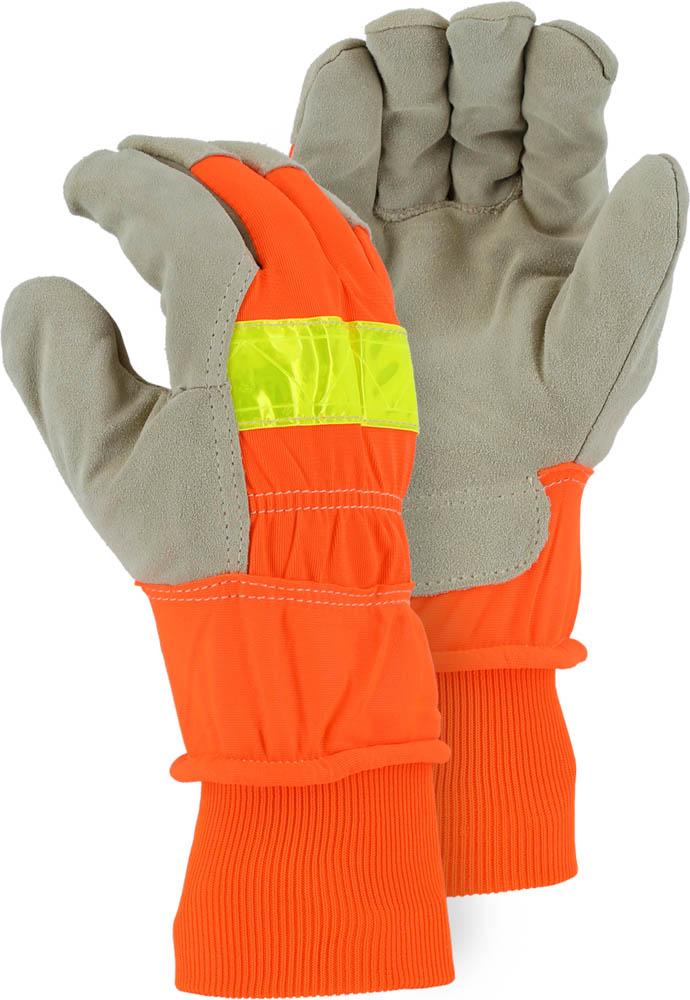 Winter Lined Split Pigskin Leather Palm Glove w Hi-Viz