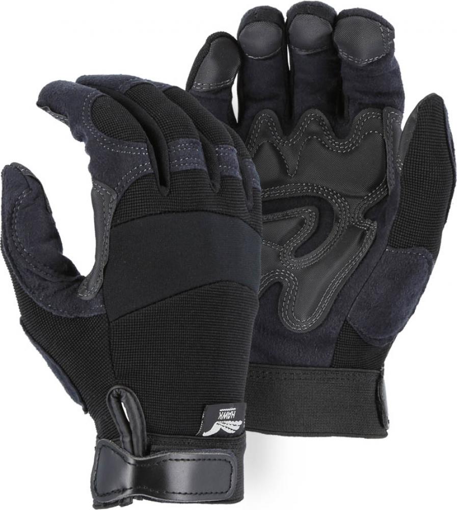 Mechanics Glove with PVC Double Palm and Knit Back