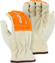 Majestic Glove 1554HVO/ 9 - Goatskin Drivers Glove with Hi-Viz Cloth Fingers