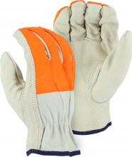 Majestic Glove 2510HOS/ 7 - Cowhide Drivers Glove with Hi-Viz Printed Fingers