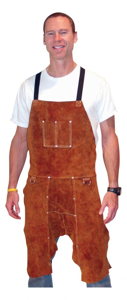 Dark Brown Premium Side Split Cowhide Split-Leg Bib Apron - 24&#34; X 42&#34;