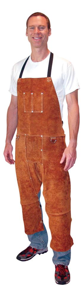 Dark Brown Premium Side Split Cowhide Split-Leg Bib Apron - 24&#34; X 48&#34;